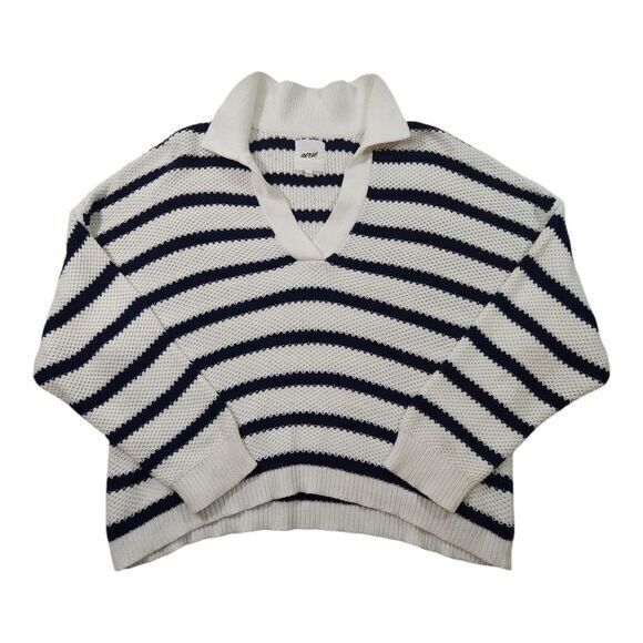 Aerie‎ Ivy Polo Sweater Knit Oversized Womens Medium Soft Muslin - Picture 1 of 7